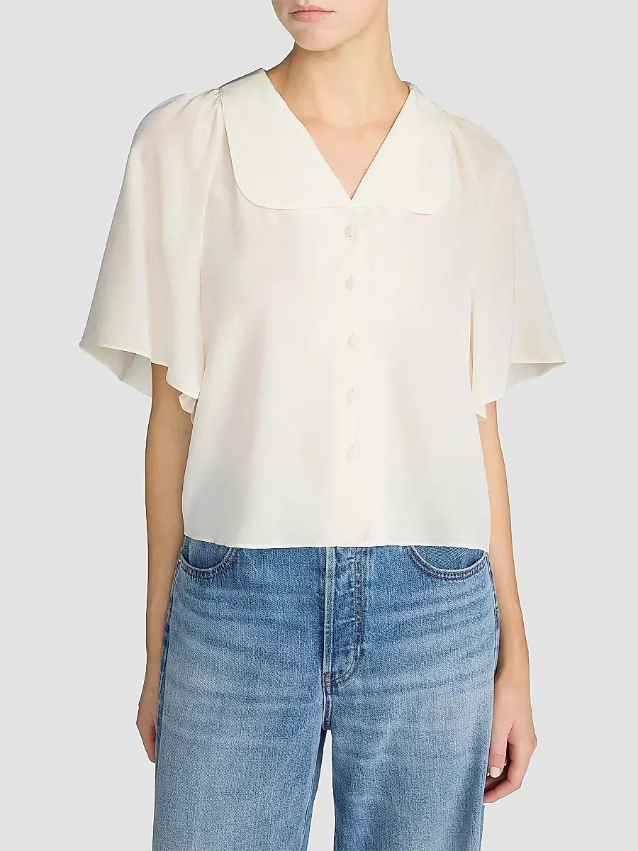 Frame Women's Silk Peter Pan-Collar Gala Shirt | Thumbnail 4 Frame Women's Silk Peter Pan-Collar Gala Shirt | Thumbnail 4