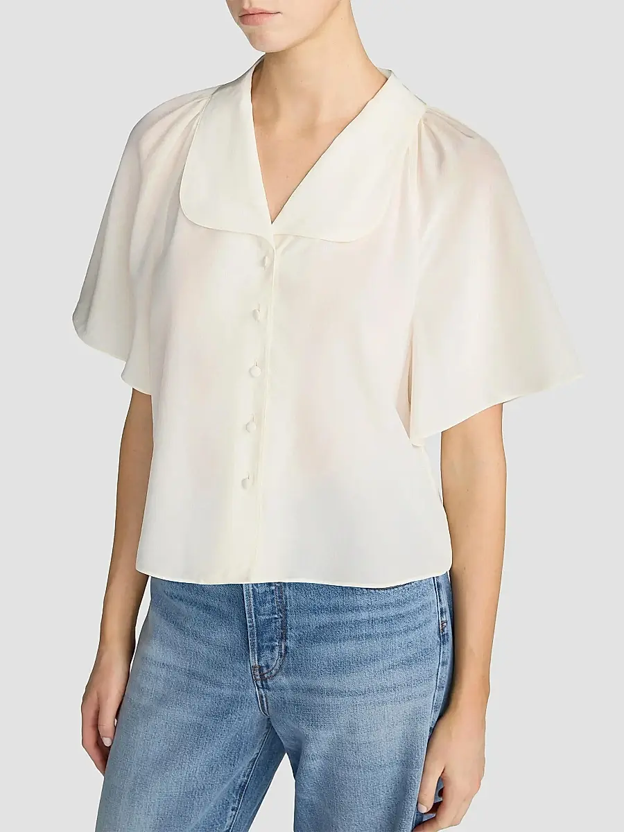 Frame Women's Silk Peter Pan-Collar Gala Shirt | Thumbnail 8 Frame Women's Silk Peter Pan-Collar Gala Shirt | Thumbnail 8