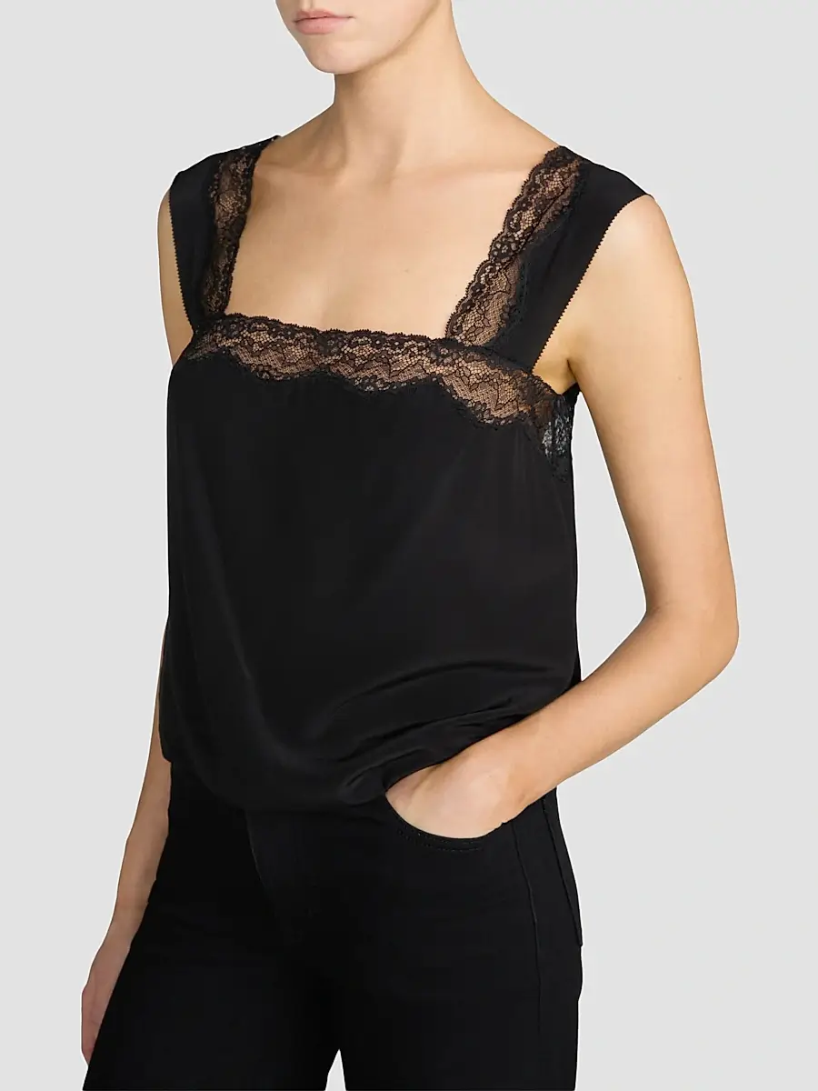 Frame Women's The Chandelier Lace-Trimmed Silk Cami Top | Thumbnail 4 Frame Women's The Chandelier Lace-Trimmed Silk Cami Top | Thumbnail 4