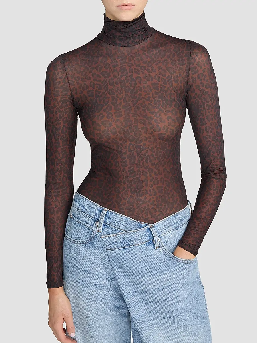 Frame Women's The Hosiery Leopard Print Sheer Top | Thumbnail 4 Frame Women's The Hosiery Leopard Print Sheer Top | Thumbnail 4