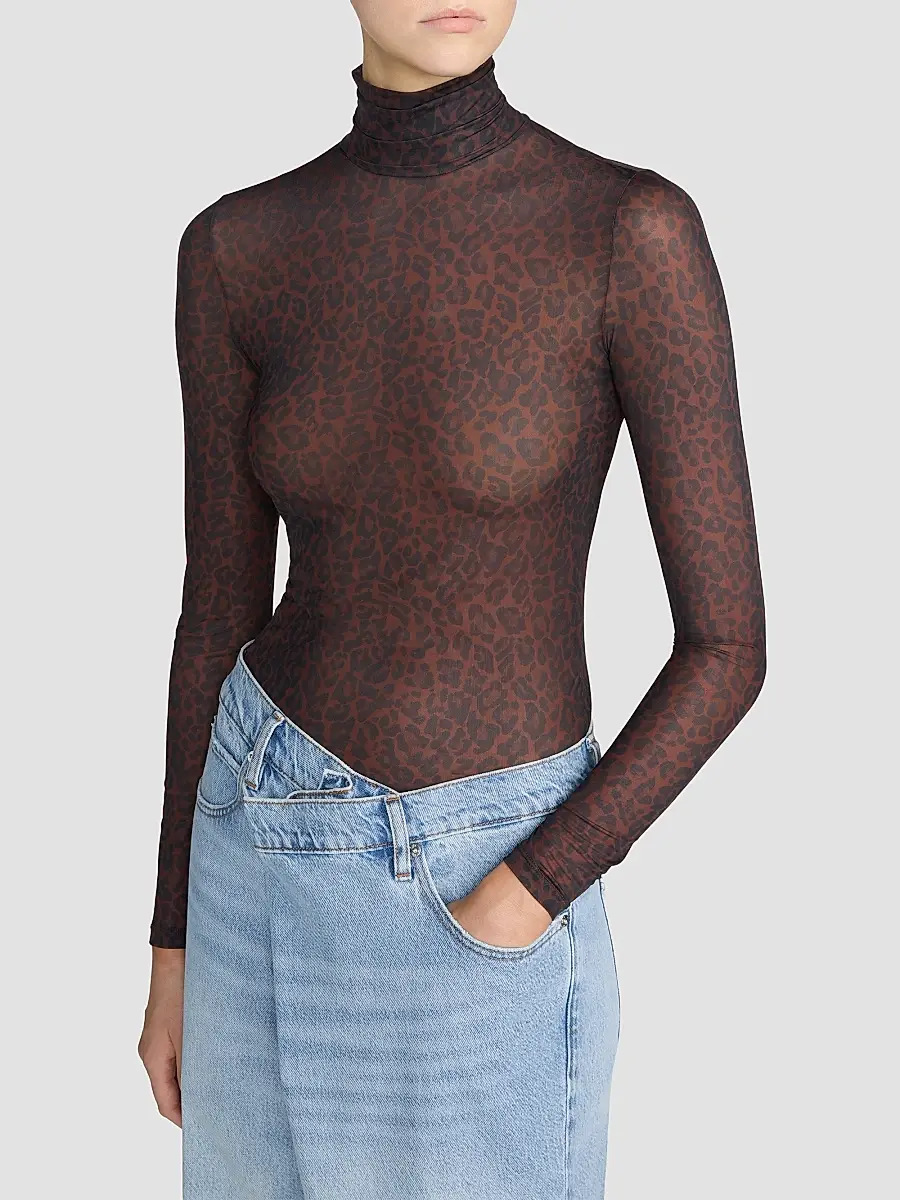 Frame Women's The Hosiery Leopard Print Sheer Top | Thumbnail 6 Frame Women's The Hosiery Leopard Print Sheer Top | Thumbnail 6