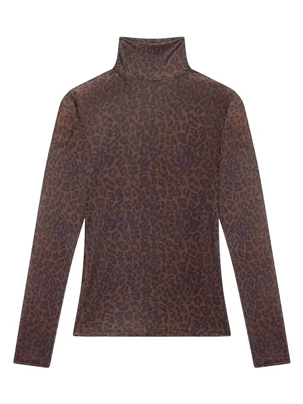 Frame Women's The Hosiery Leopard Print Sheer Top