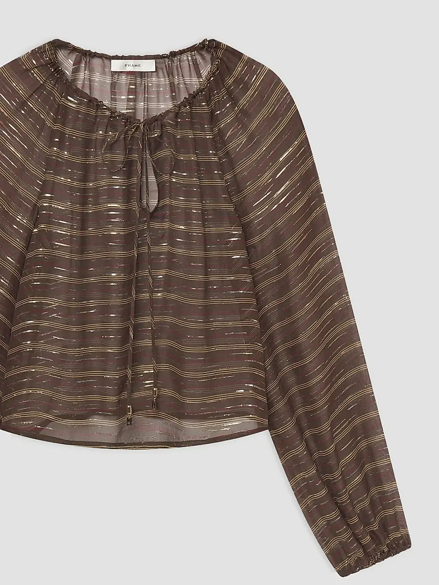 Frame Women's Balloon Metallic Striped Silk-Blend Blouse | Thumbnail 6 Frame Women's Balloon Metallic Striped Silk-Blend Blouse | Thumbnail 6