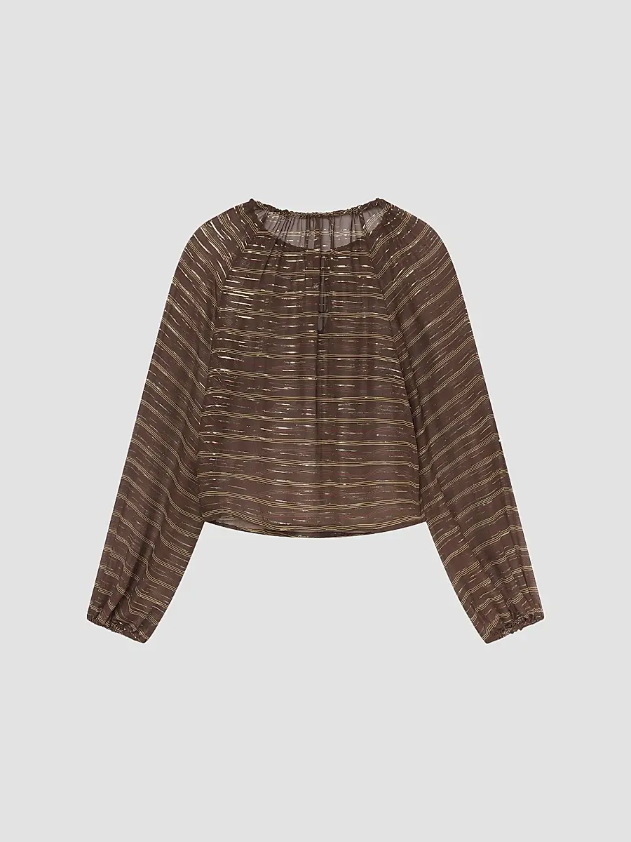 Frame Women's Balloon Metallic Striped Silk-Blend Blouse | Thumbnail 9 Frame Women's Balloon Metallic Striped Silk-Blend Blouse | Thumbnail 9