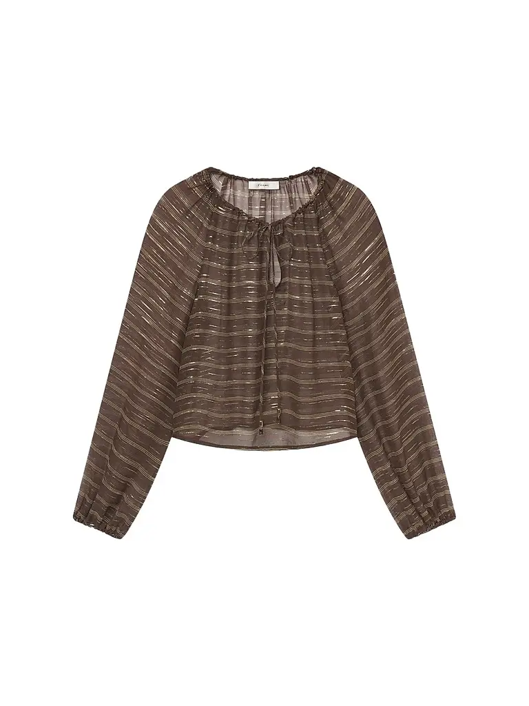 Frame Women's Balloon Metallic Striped Silk-Blend Blouse