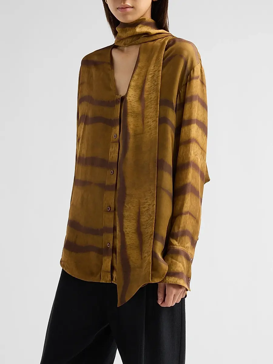 Frame Women's Tiger-Striped Silk Shirt | Thumbnail 4 Frame Women's Tiger-Striped Silk Shirt | Thumbnail 4