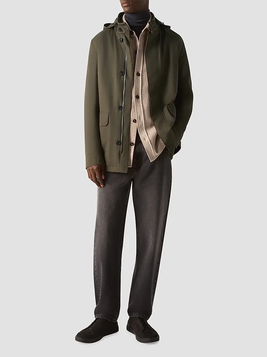 Zegna Men's Microfiber Motorin 300CC Car Coat | Thumbnail 6
