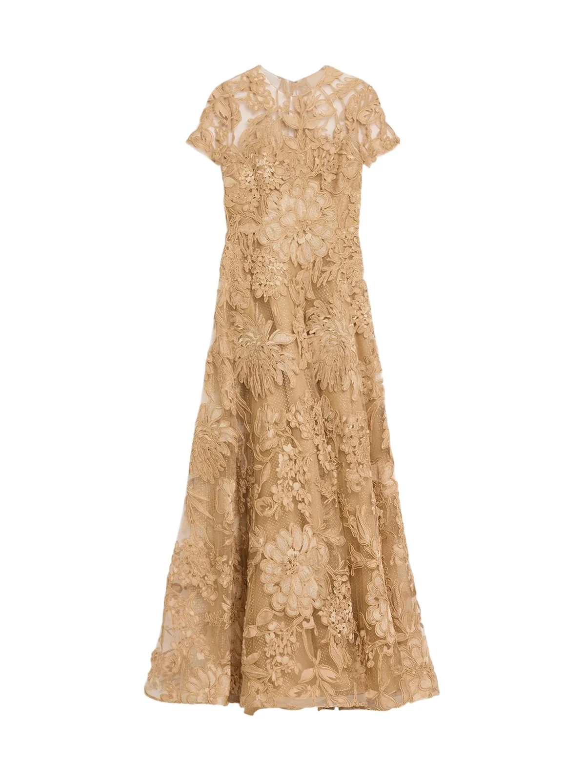 Women's Floral Raffia Short-Sleeve Gown Women's Floral Raffia Short-Sleeve Gown