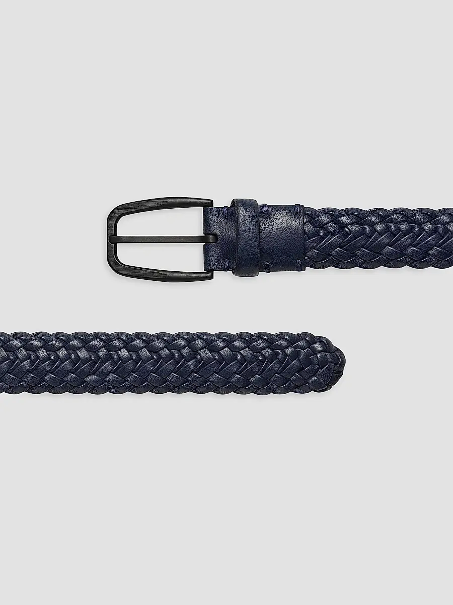 Zegna Men's Leather Braided Belt | Thumbnail 2 Zegna Men's Leather Braided Belt | Thumbnail 2