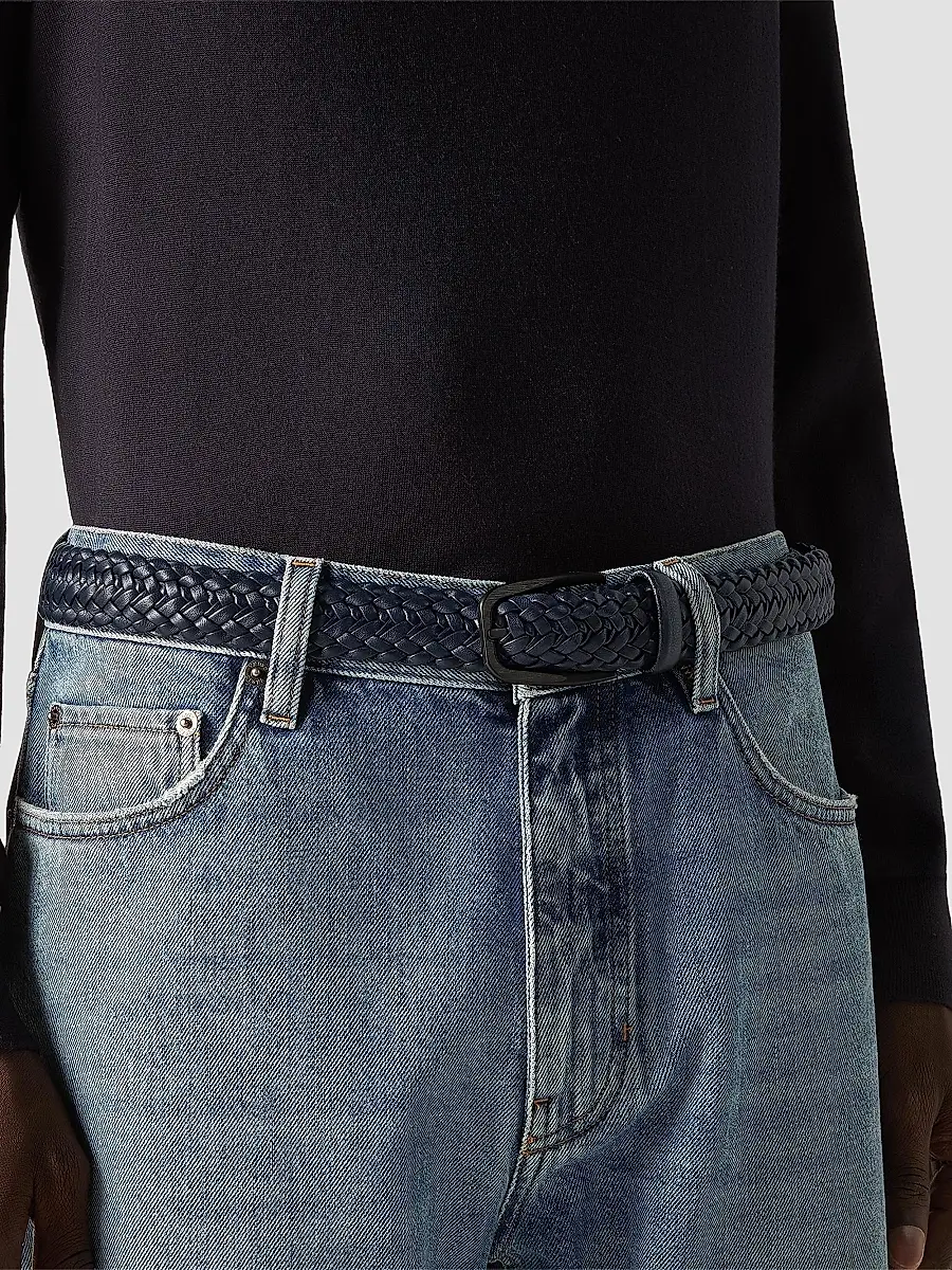 Zegna Men's Leather Braided Belt | Thumbnail 3 Zegna Men's Leather Braided Belt | Thumbnail 3