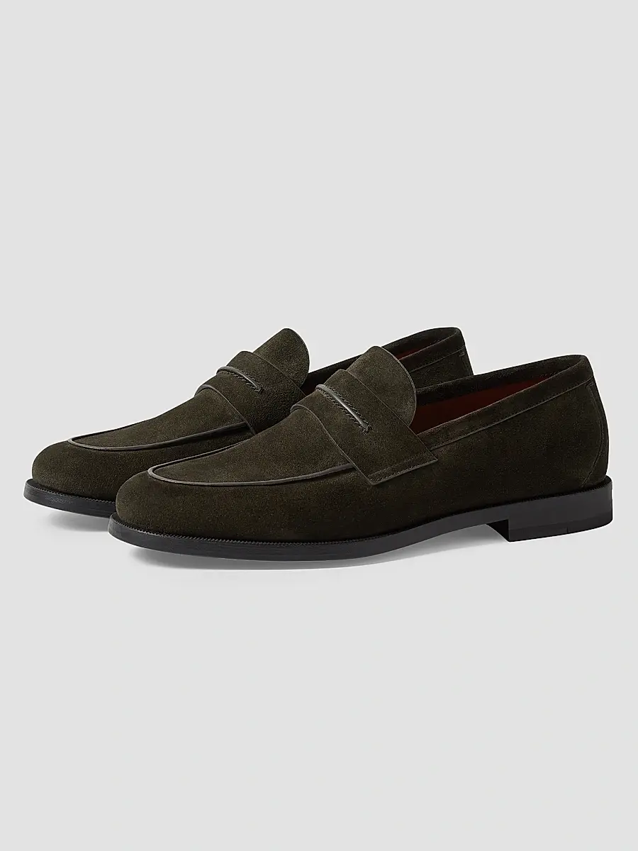 Zegna Men's Suede Mocassin Corso Loafers | Thumbnail 2
