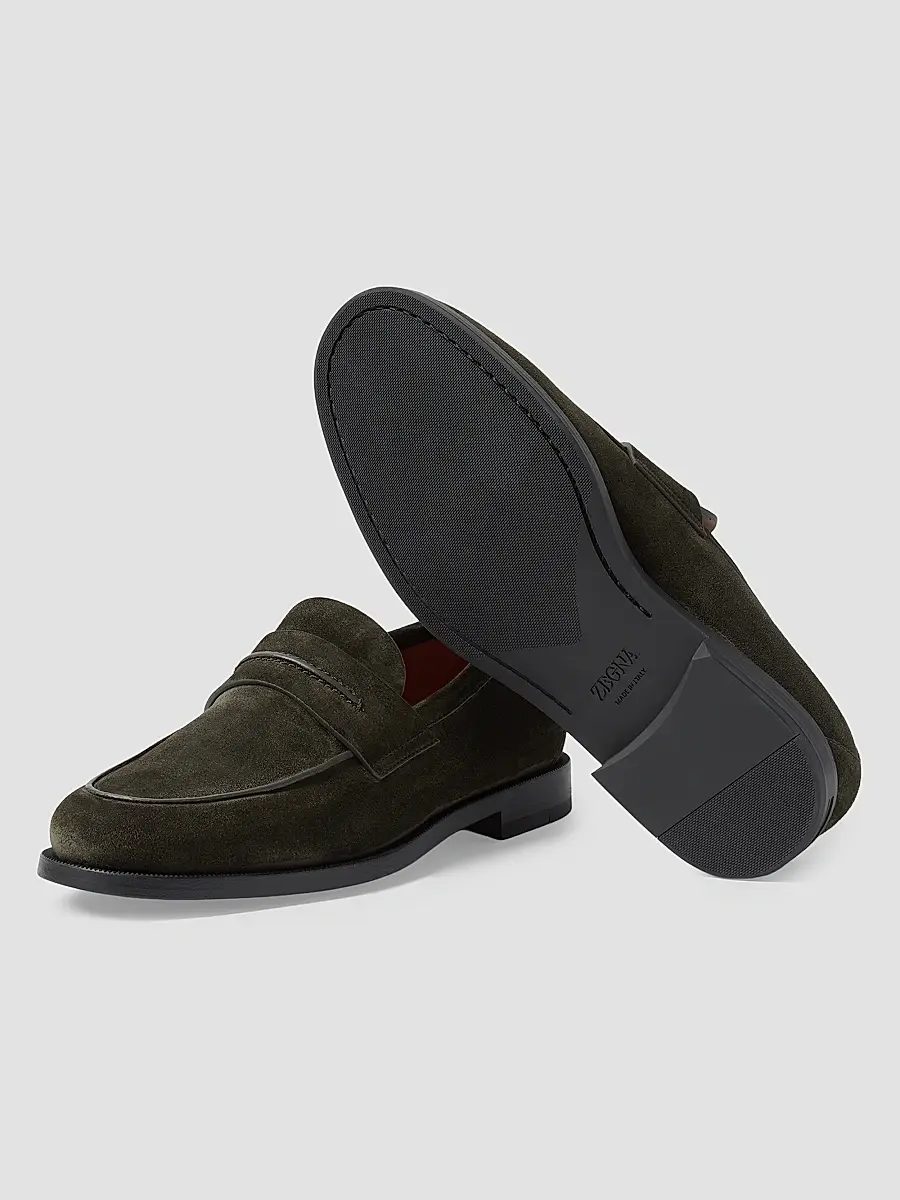 Zegna Men's Suede Mocassin Corso Loafers | Thumbnail 4