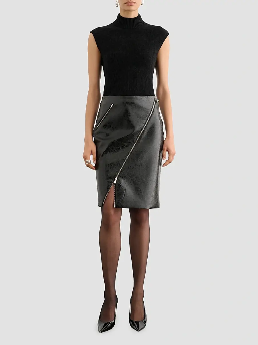 Toccin Women's Verena Faux-Leather Pencil Midi Skirt | Thumbnail 2 Toccin Women's Verena Faux-Leather Pencil Midi Skirt | Thumbnail 2
