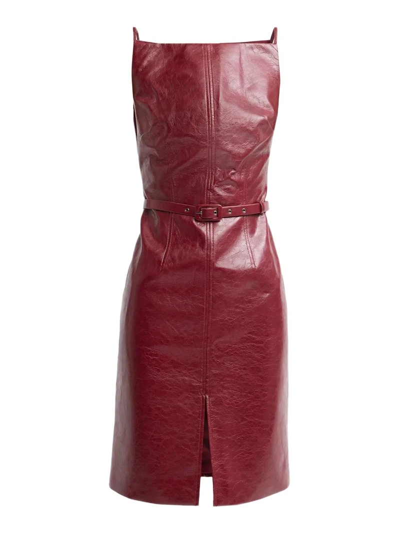 Toccin Women's Zivana Faux Leather Belted Mini Dress