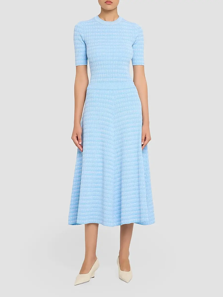 PRABAL GURUNG Women's Rib-Knit Cotton-Blend Midi Skirt | Thumbnail 2