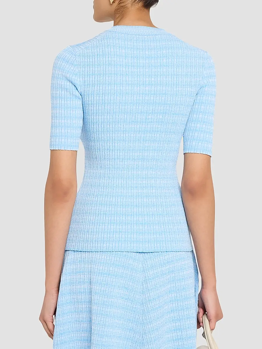 PRABAL GURUNG Women's Crewneck Rib-Knit Fitted Top | Thumbnail 3 PRABAL GURUNG Women's Crewneck Rib-Knit Fitted Top | Thumbnail 3
