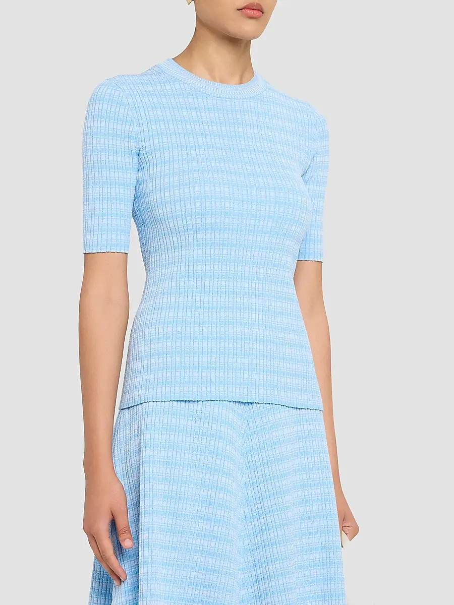 PRABAL GURUNG Women's Crewneck Rib-Knit Fitted Top | Thumbnail 4 PRABAL GURUNG Women's Crewneck Rib-Knit Fitted Top | Thumbnail 4