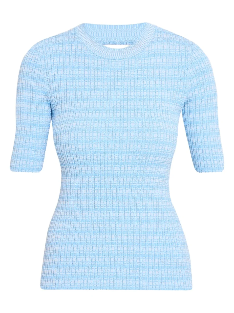 PRABAL GURUNG Women's Crewneck Rib-Knit Fitted Top
