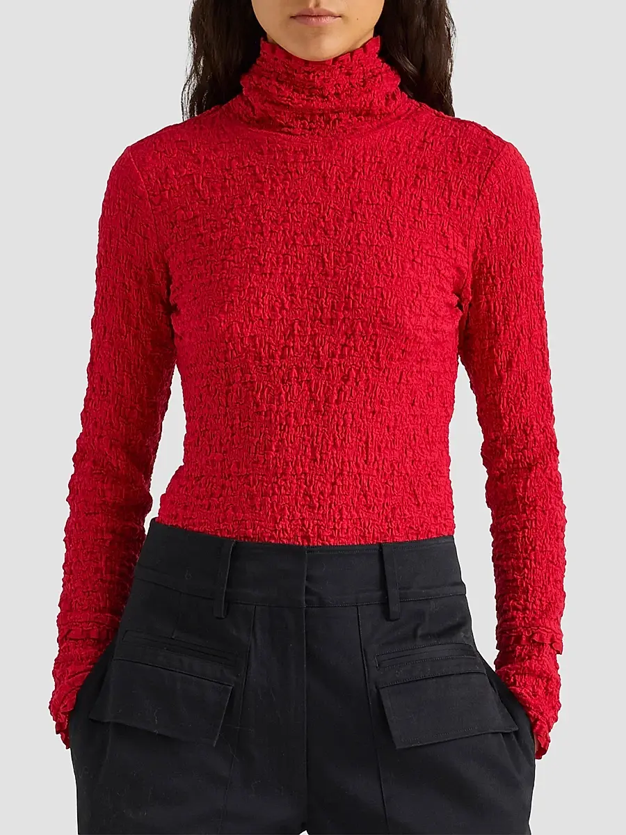 Proenza Schouler White Label Women's Harriet Stretch Jacquard Turtleneck Top | Thumbnail 4 Proenza Schouler White Label Women's Harriet Stretch Jacquard Turtleneck Top | Thumbnail 4