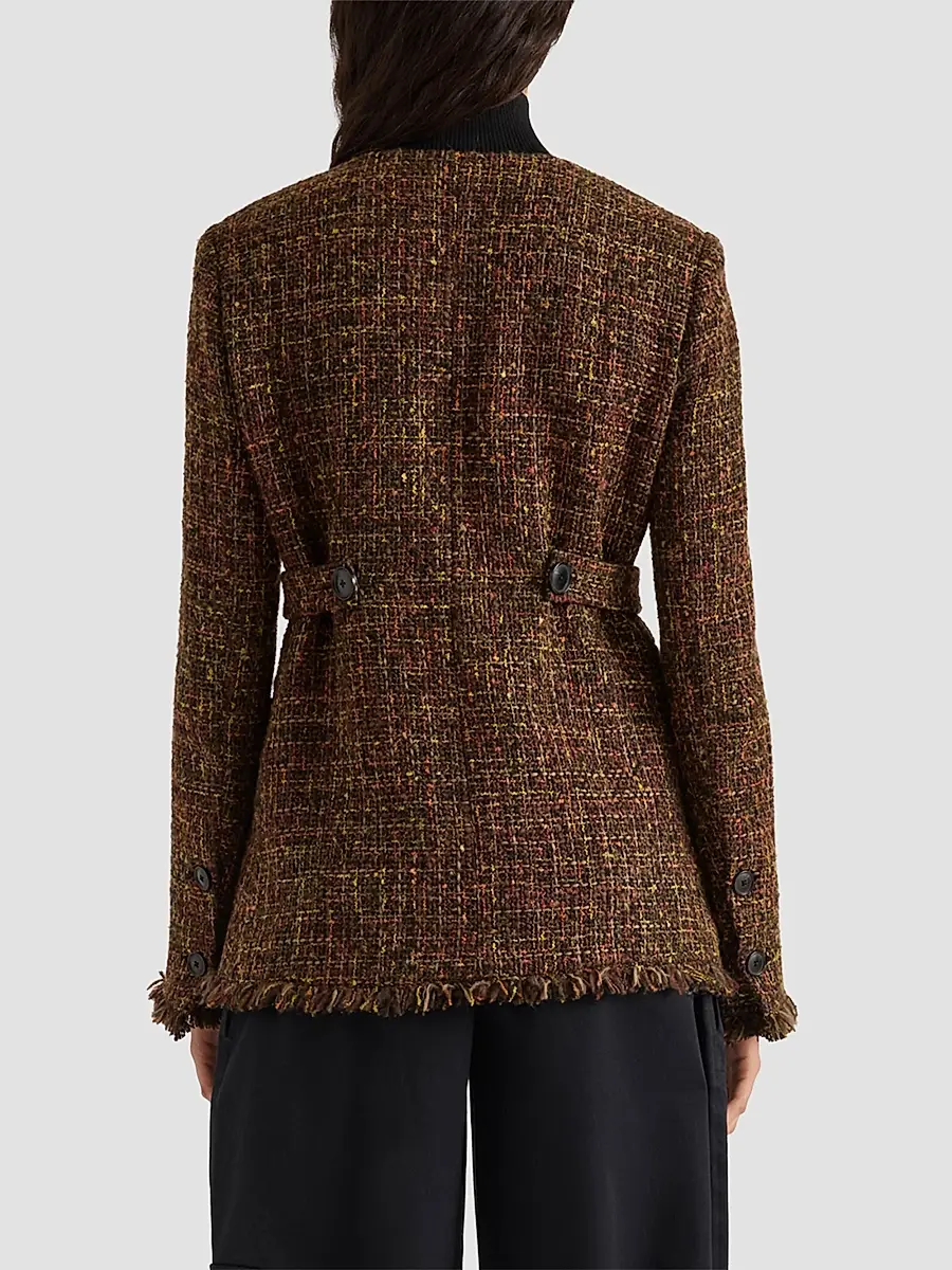 Proenza Schouler White Label Women's Aurelia Tweed Collarless Jacket | Thumbnail 3 Proenza Schouler White Label Women's Aurelia Tweed Collarless Jacket | Thumbnail 3