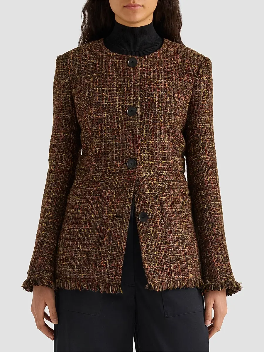 Proenza Schouler White Label Women's Aurelia Tweed Collarless Jacket | Thumbnail 4 Proenza Schouler White Label Women's Aurelia Tweed Collarless Jacket | Thumbnail 4
