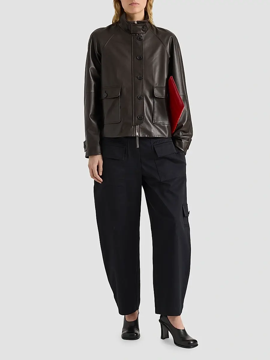 Proenza Schouler White Label Women's Gio Leather Stand-Collar Jacket | Thumbnail 2 Proenza Schouler White Label Women's Gio Leather Stand-Collar Jacket | Thumbnail 2