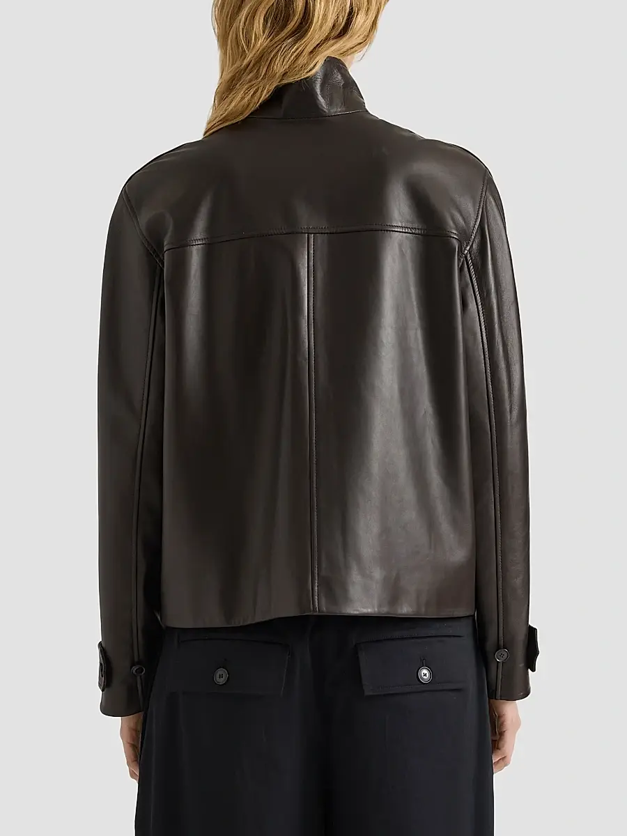 Proenza Schouler White Label Women's Gio Leather Stand-Collar Jacket | Thumbnail 3 Proenza Schouler White Label Women's Gio Leather Stand-Collar Jacket | Thumbnail 3