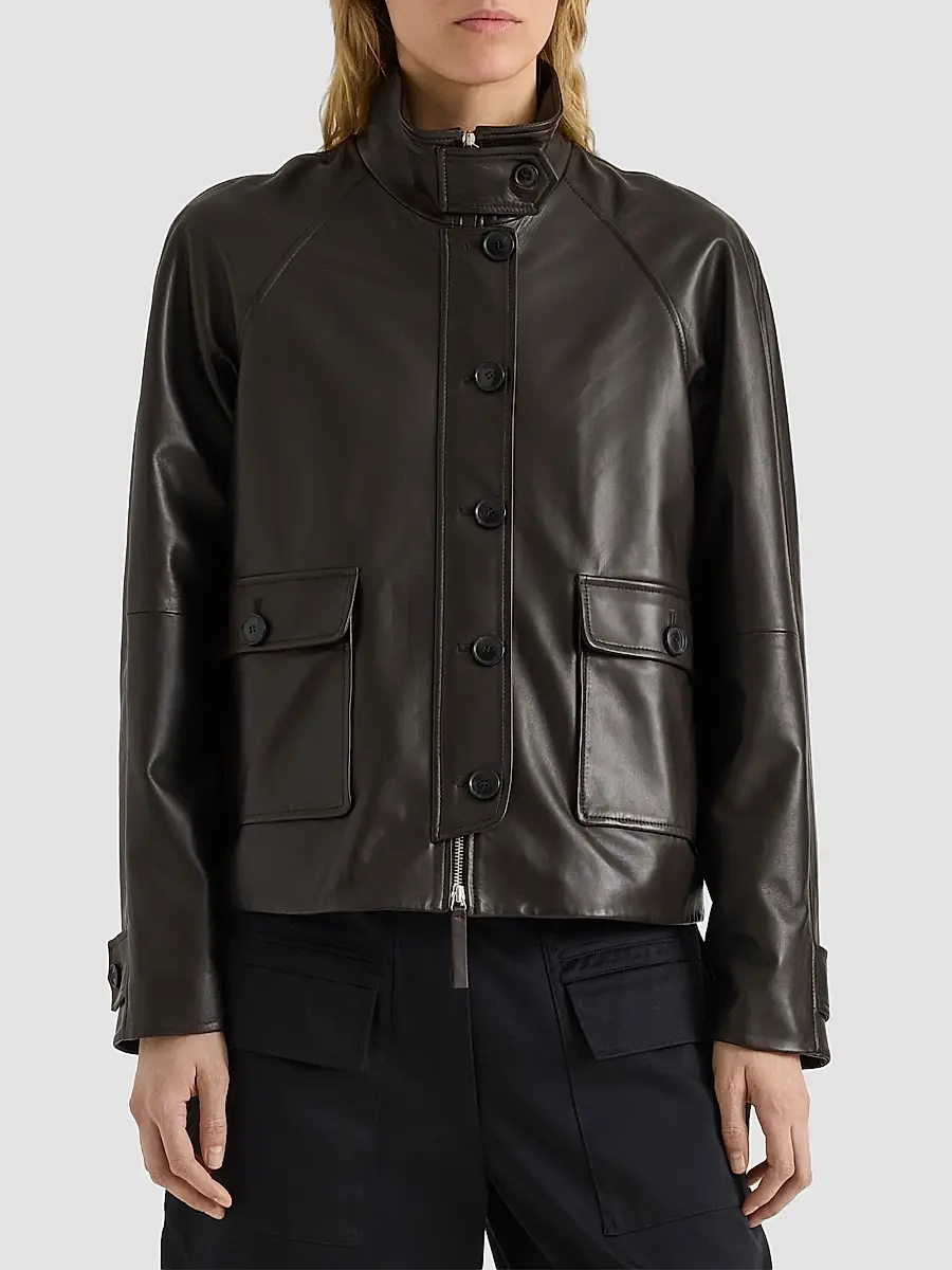 Proenza Schouler White Label Women's Gio Leather Stand-Collar Jacket | Thumbnail 4 Proenza Schouler White Label Women's Gio Leather Stand-Collar Jacket | Thumbnail 4