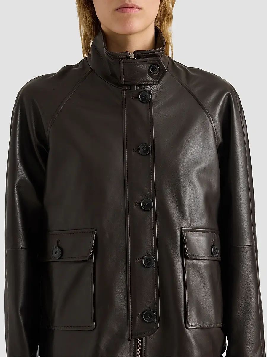 Proenza Schouler White Label Women's Gio Leather Stand-Collar Jacket | Thumbnail 5 Proenza Schouler White Label Women's Gio Leather Stand-Collar Jacket | Thumbnail 5