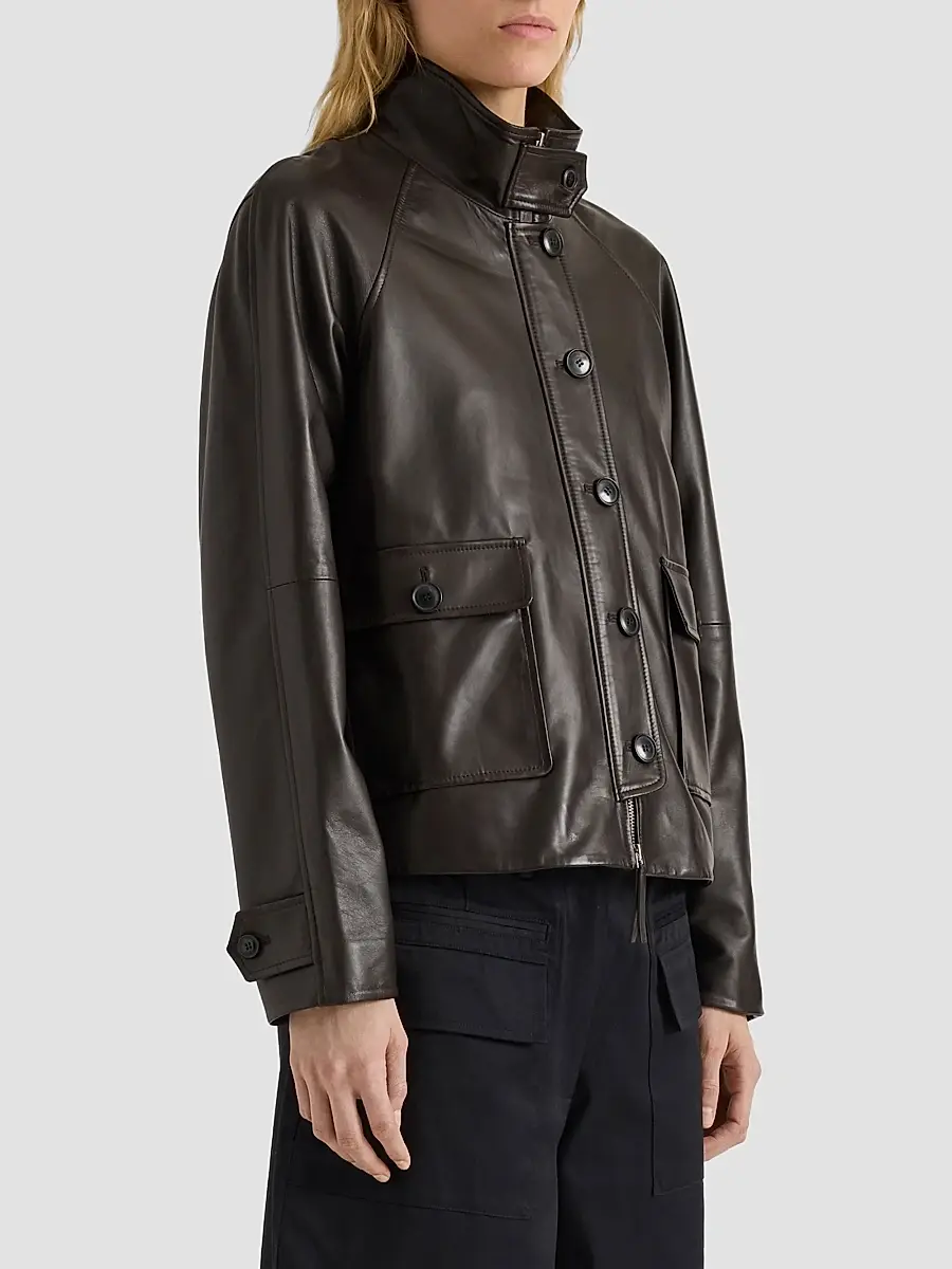 Proenza Schouler White Label Women's Gio Leather Stand-Collar Jacket | Thumbnail 6 Proenza Schouler White Label Women's Gio Leather Stand-Collar Jacket | Thumbnail 6