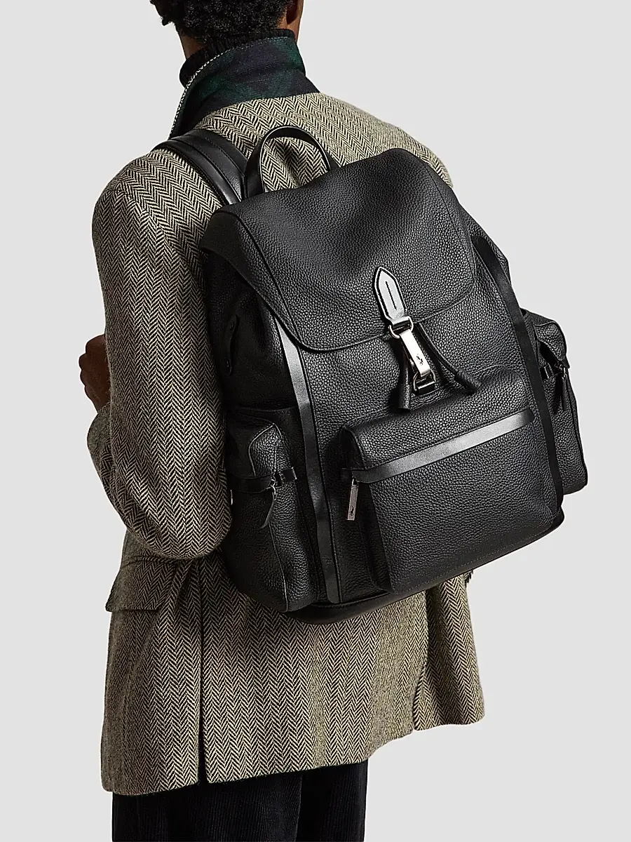 Polo Ralph Lauren Men's Polo ID Pebbled Leather Backpack | Thumbnail 2