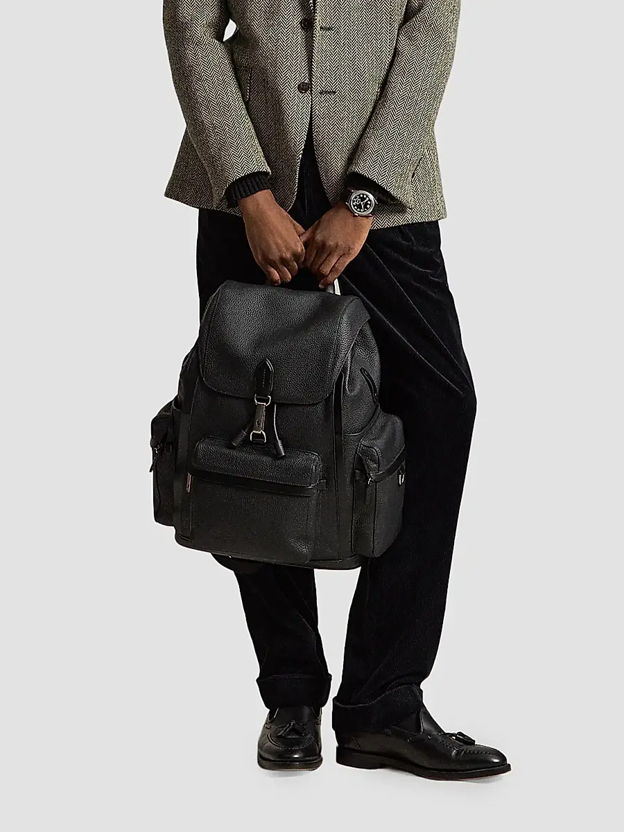 Polo Ralph Lauren Men's Polo ID Pebbled Leather Backpack | Thumbnail 3