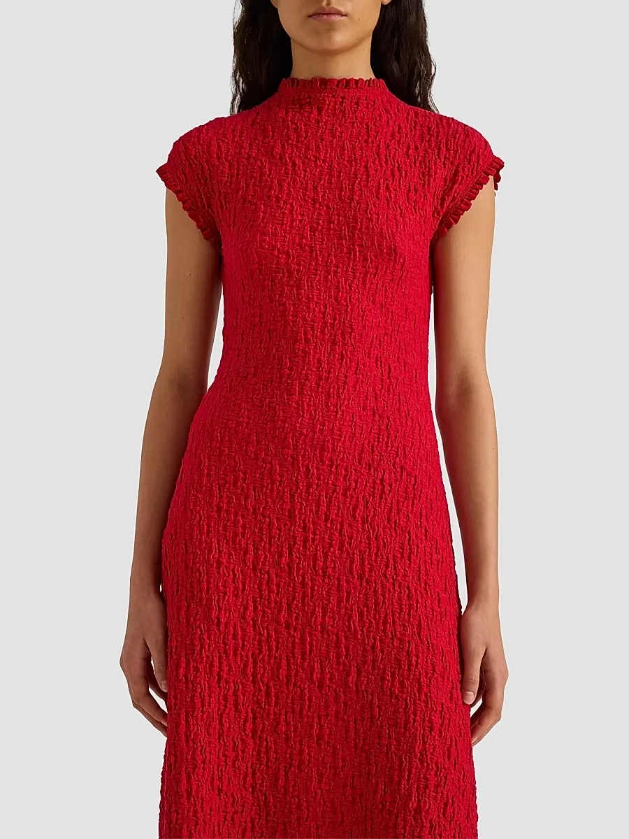 Proenza Schouler White Label Women's Cleo Stretch Jersey Jacquard A-Line Midi Dress | Thumbnail 4