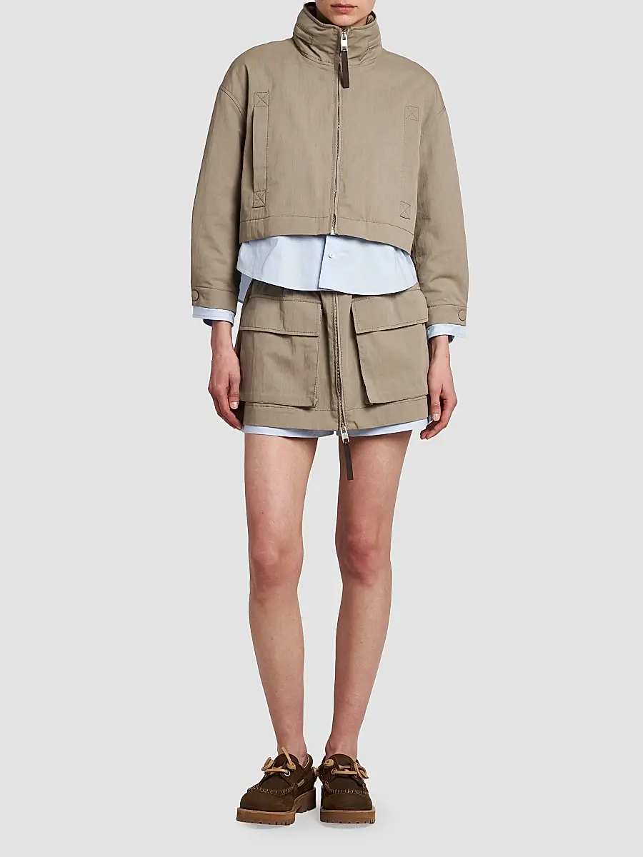 MOSCHINO Women's Cotton-Blend Layered Stand-Collar Jacket | Thumbnail 2 MOSCHINO Women's Cotton-Blend Layered Stand-Collar Jacket | Thumbnail 2