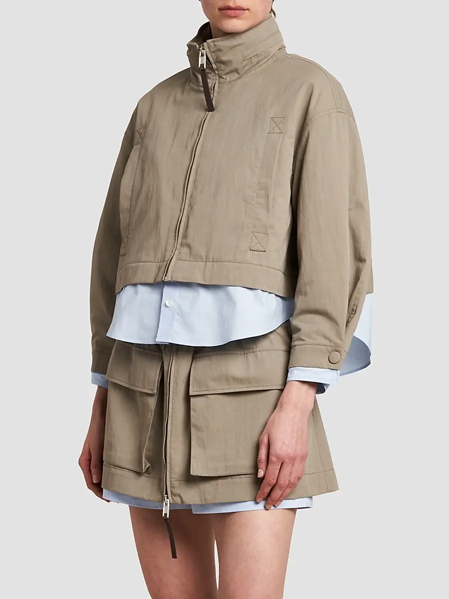 MOSCHINO Women's Cotton-Blend Layered Stand-Collar Jacket | Thumbnail 4 MOSCHINO Women's Cotton-Blend Layered Stand-Collar Jacket | Thumbnail 4