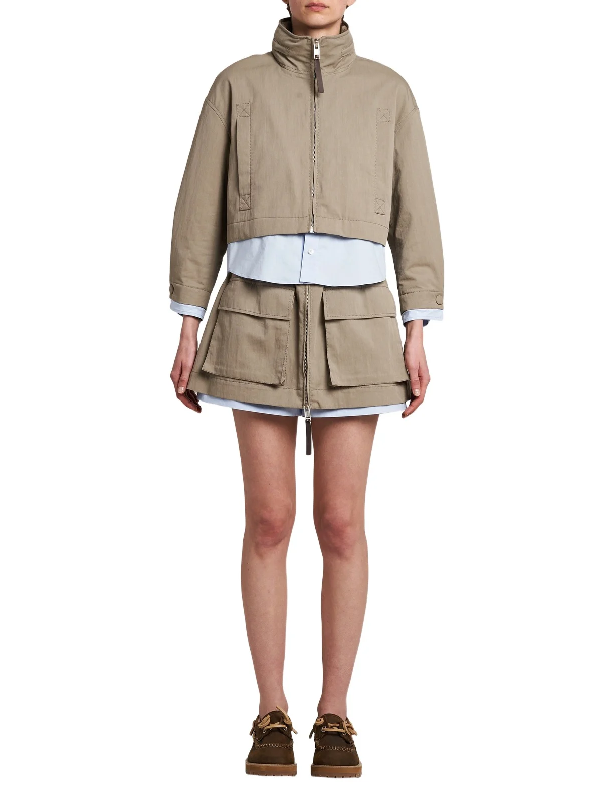 MOSCHINO Women's Cotton-Blend Layered Stand-Collar Jacket