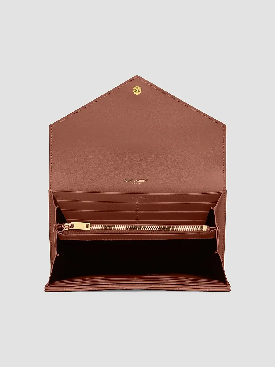 Saint Laurent Women's Cassandre Matelassé Large Flap Wallet in Lambskin - Barely Pink | Thumbnail 2