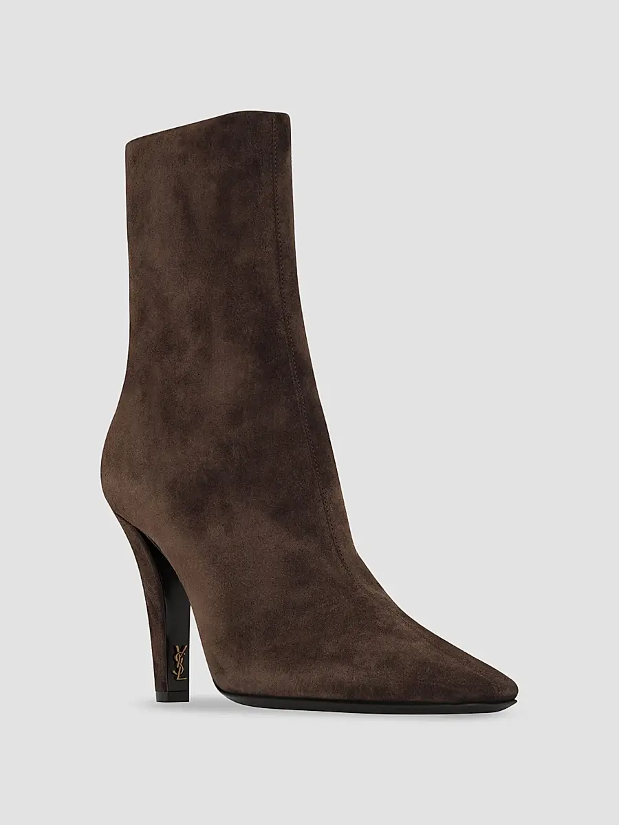 Saint Laurent Women's Jill Booties in Suede - Bear Brown | Thumbnail 2 Saint Laurent Women's Jill Booties in Suede - Bear Brown | Thumbnail 2