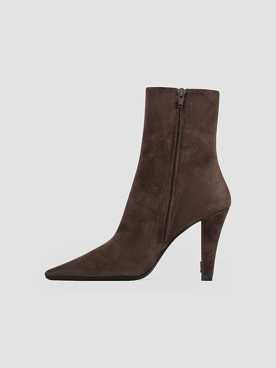 Saint Laurent Women's Jill Booties in Suede - Bear Brown | Thumbnail 4 Saint Laurent Women's Jill Booties in Suede - Bear Brown | Thumbnail 4