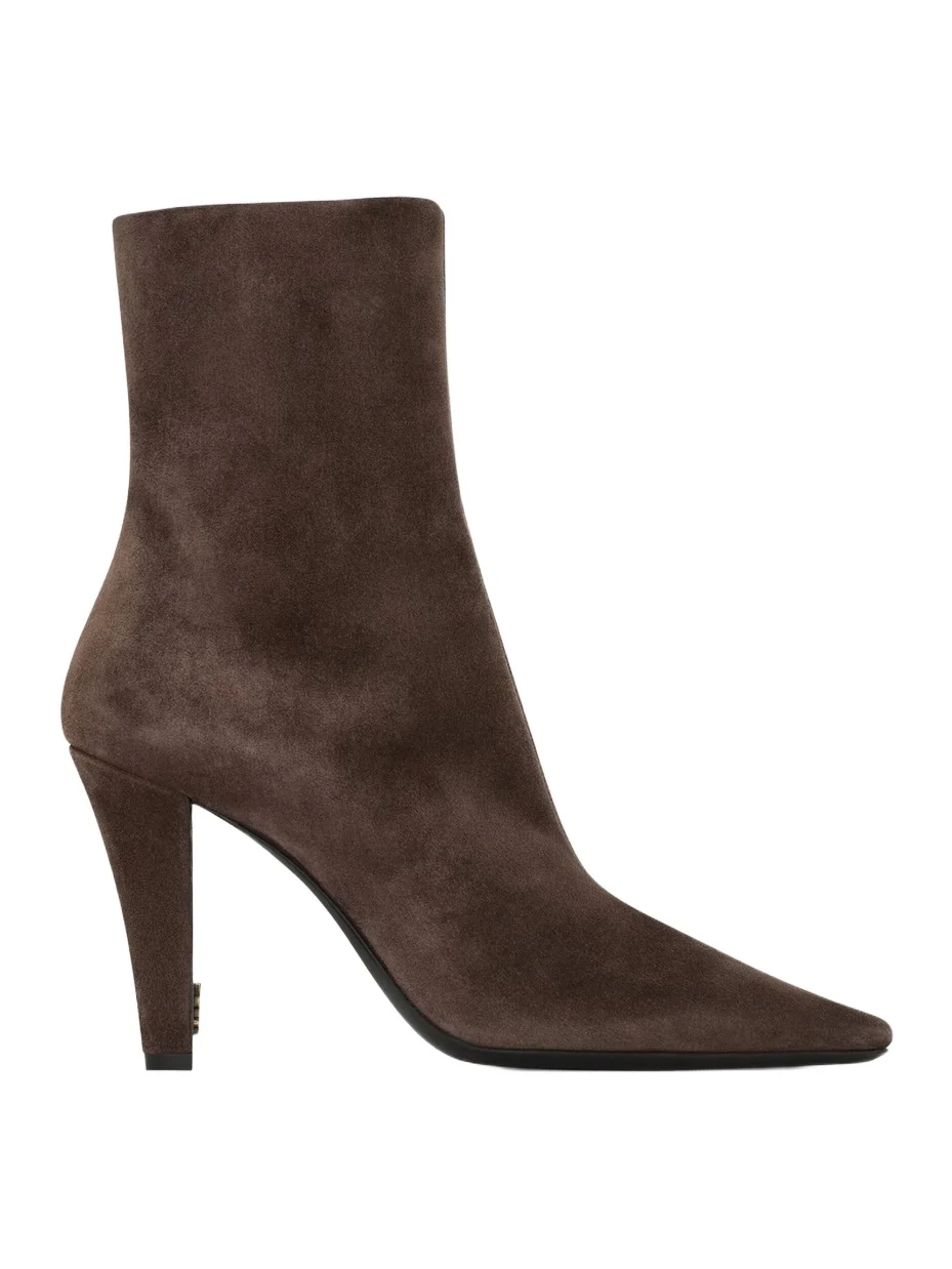 Saint Laurent Women's Jill Booties in Suede - Bear Brown