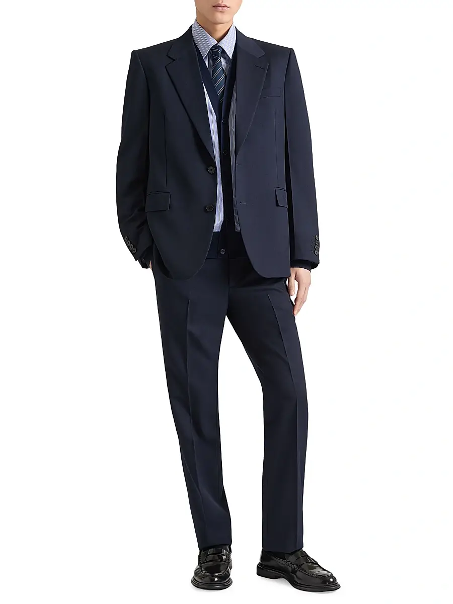 Givenchy Men's Fitted Leg Tailored Trousers in Wool - Night Blue | Thumbnail 2