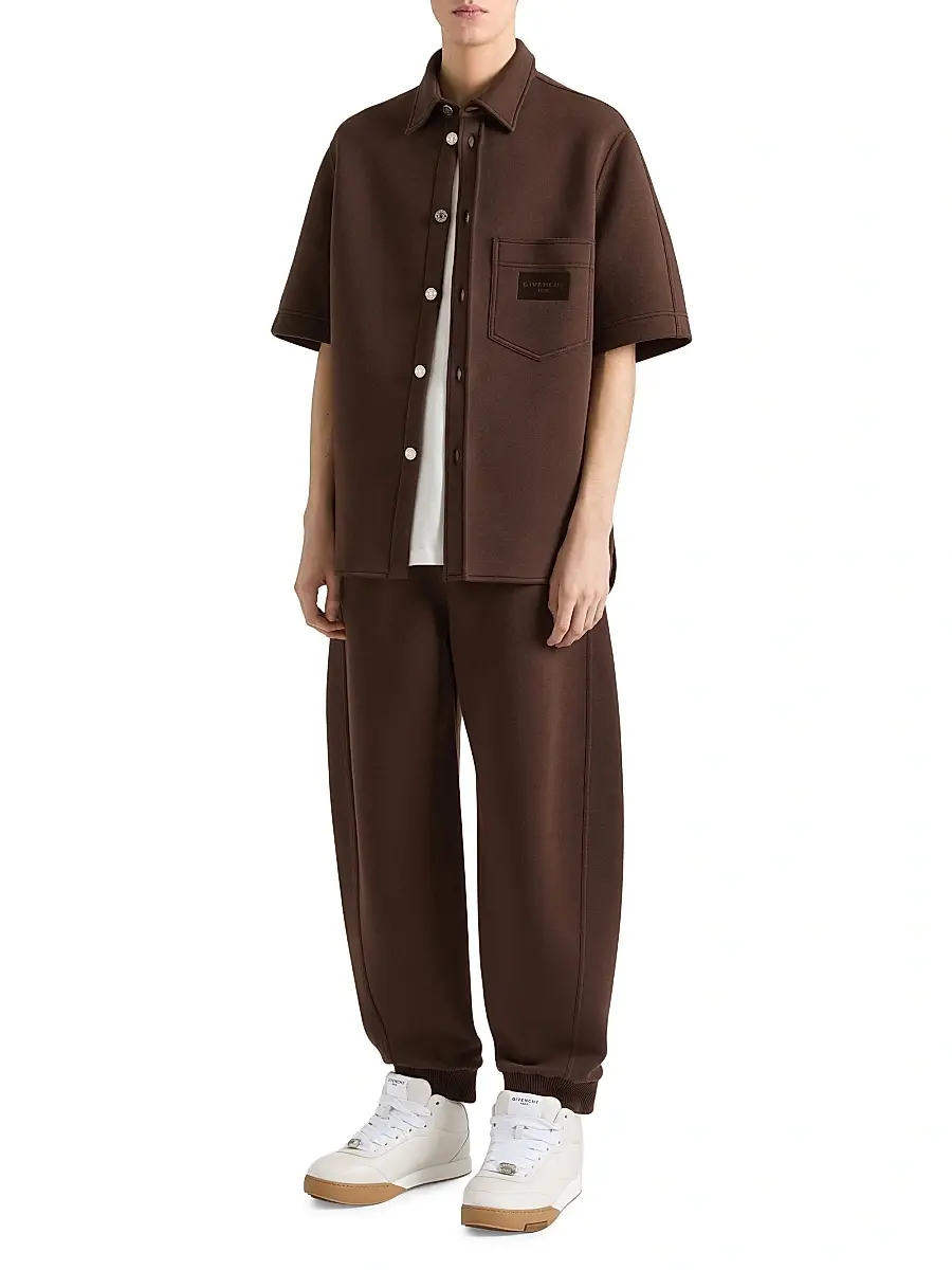 Givenchy Men's Shirt in Scuba with Paris Patch - Brown | Thumbnail 2 Givenchy Men's Shirt in Scuba with Paris Patch - Brown | Thumbnail 2