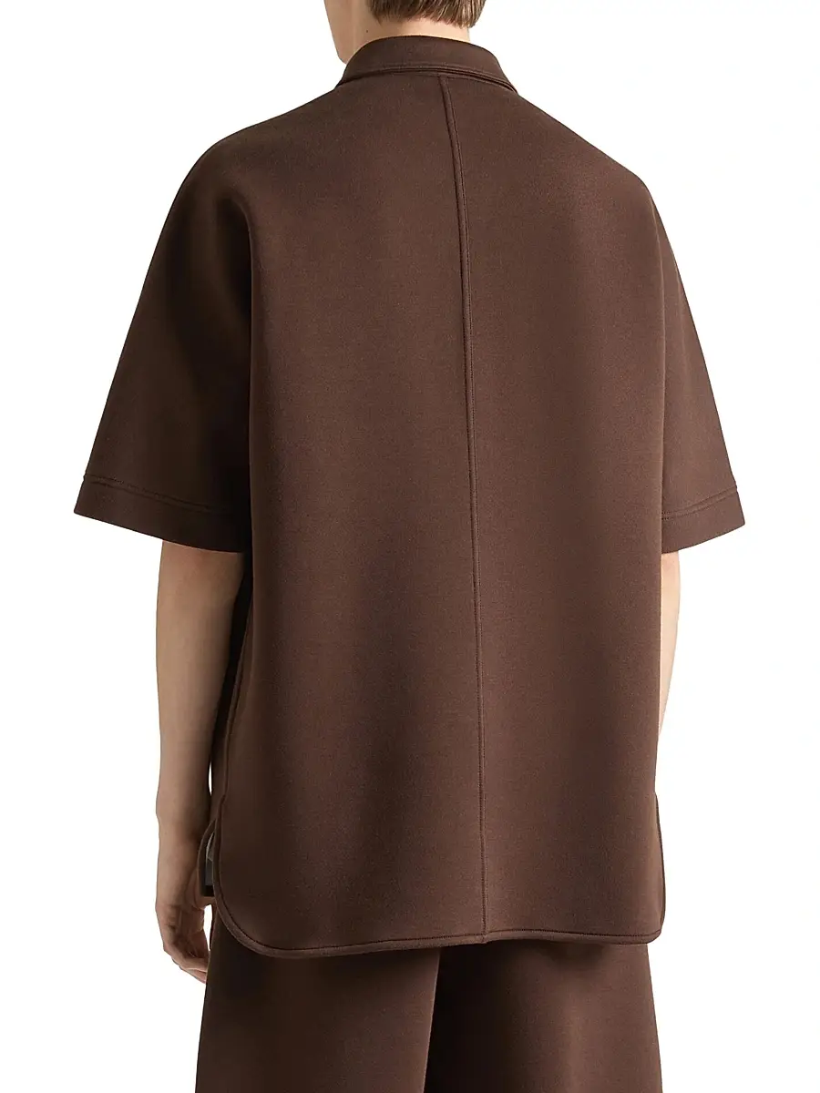 Givenchy Men's Shirt in Scuba with Paris Patch - Brown | Thumbnail 4 Givenchy Men's Shirt in Scuba with Paris Patch - Brown | Thumbnail 4