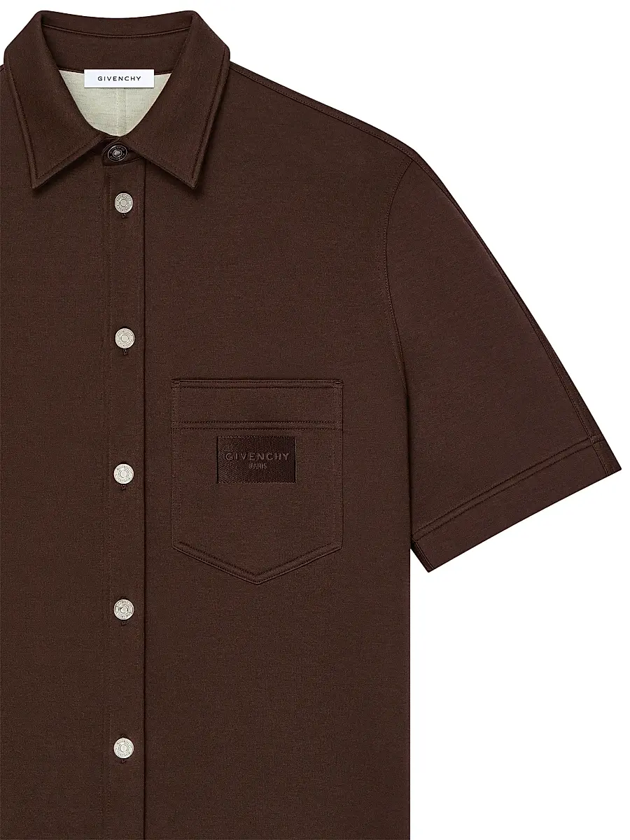 Givenchy Men's Shirt in Scuba with Paris Patch - Brown | Thumbnail 5 Givenchy Men's Shirt in Scuba with Paris Patch - Brown | Thumbnail 5