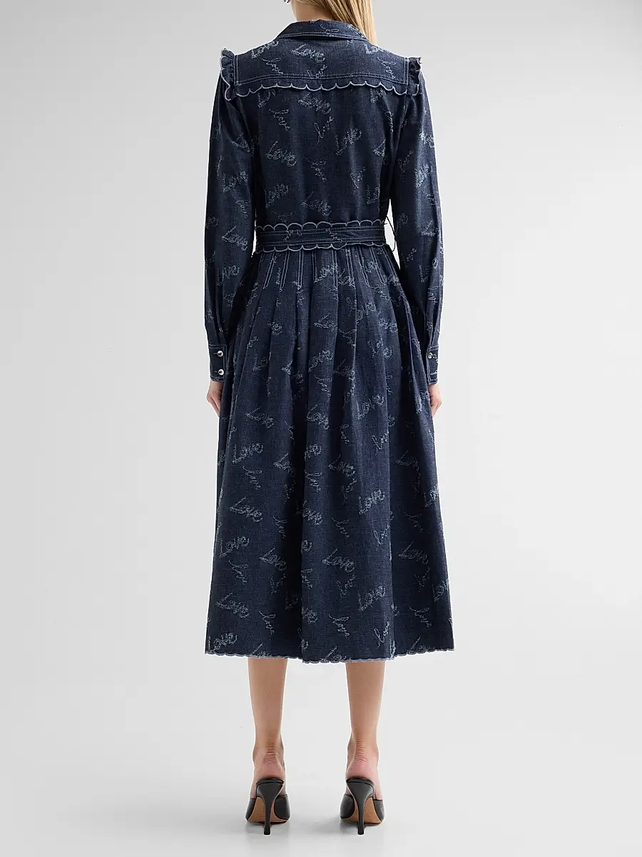 MAISON COMMON Women's Belted Embroidered Chambray Midi Shirtdress | Thumbnail 3 MAISON COMMON Women's Belted Embroidered Chambray Midi Shirtdress | Thumbnail 3