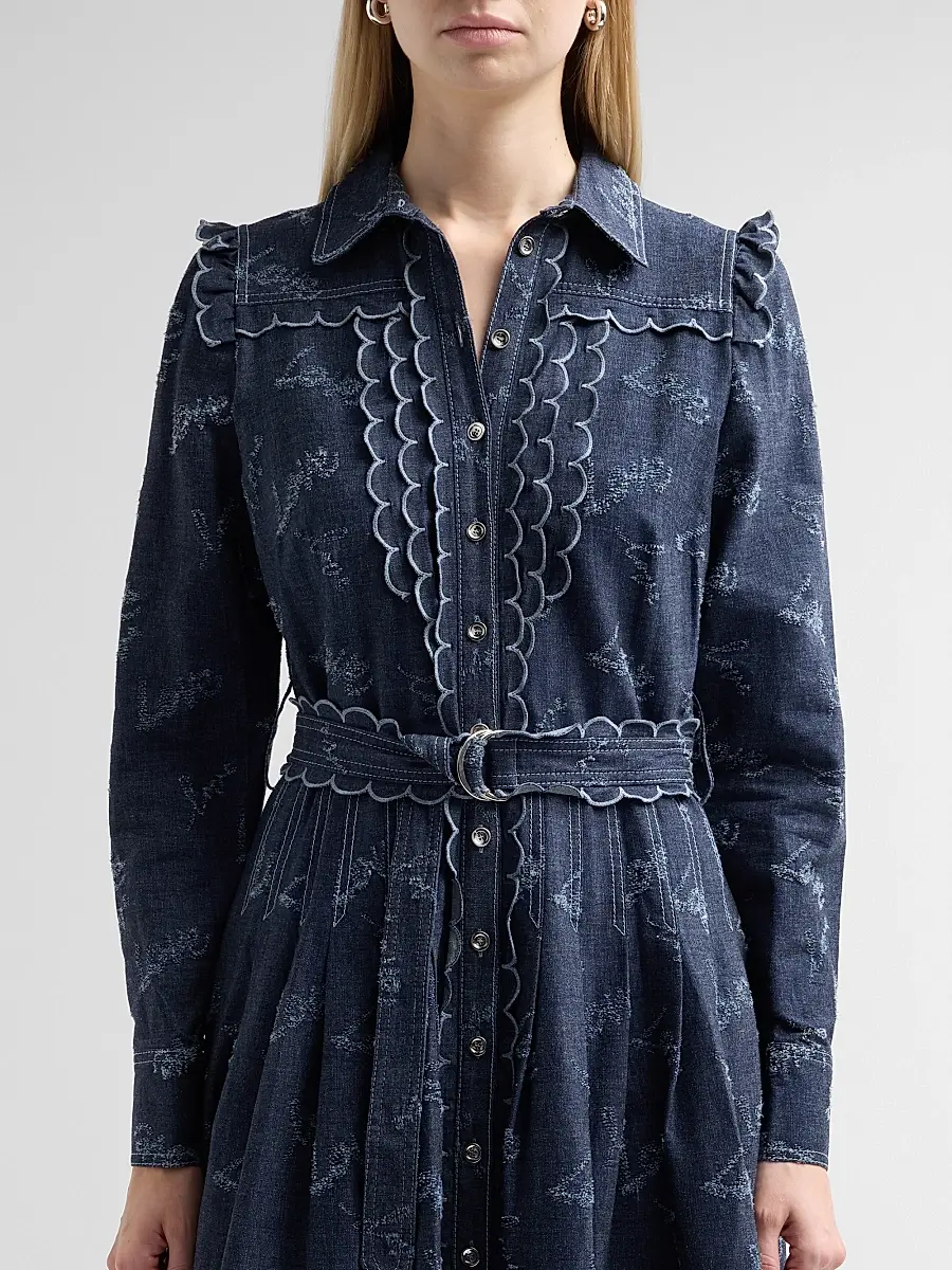MAISON COMMON Women's Belted Embroidered Chambray Midi Shirtdress | Thumbnail 5 MAISON COMMON Women's Belted Embroidered Chambray Midi Shirtdress | Thumbnail 5