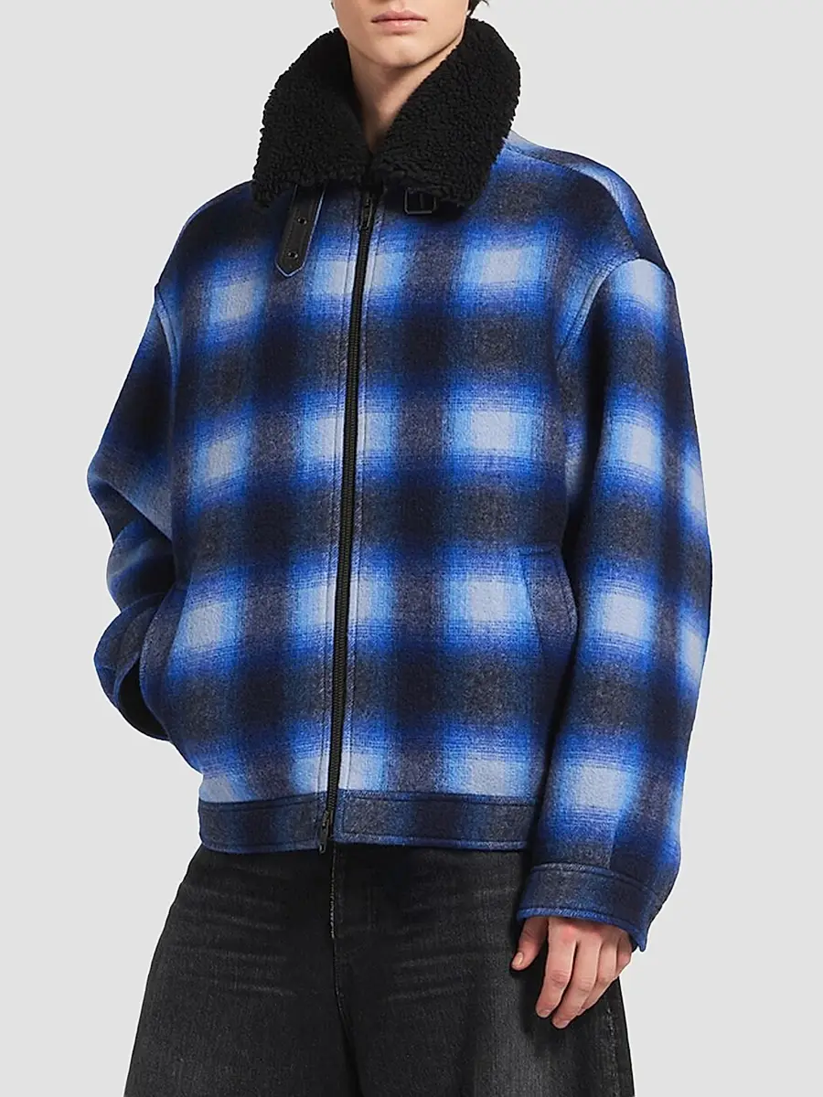 Balenciaga Men's Flannel Bomber Jacket | Thumbnail 2