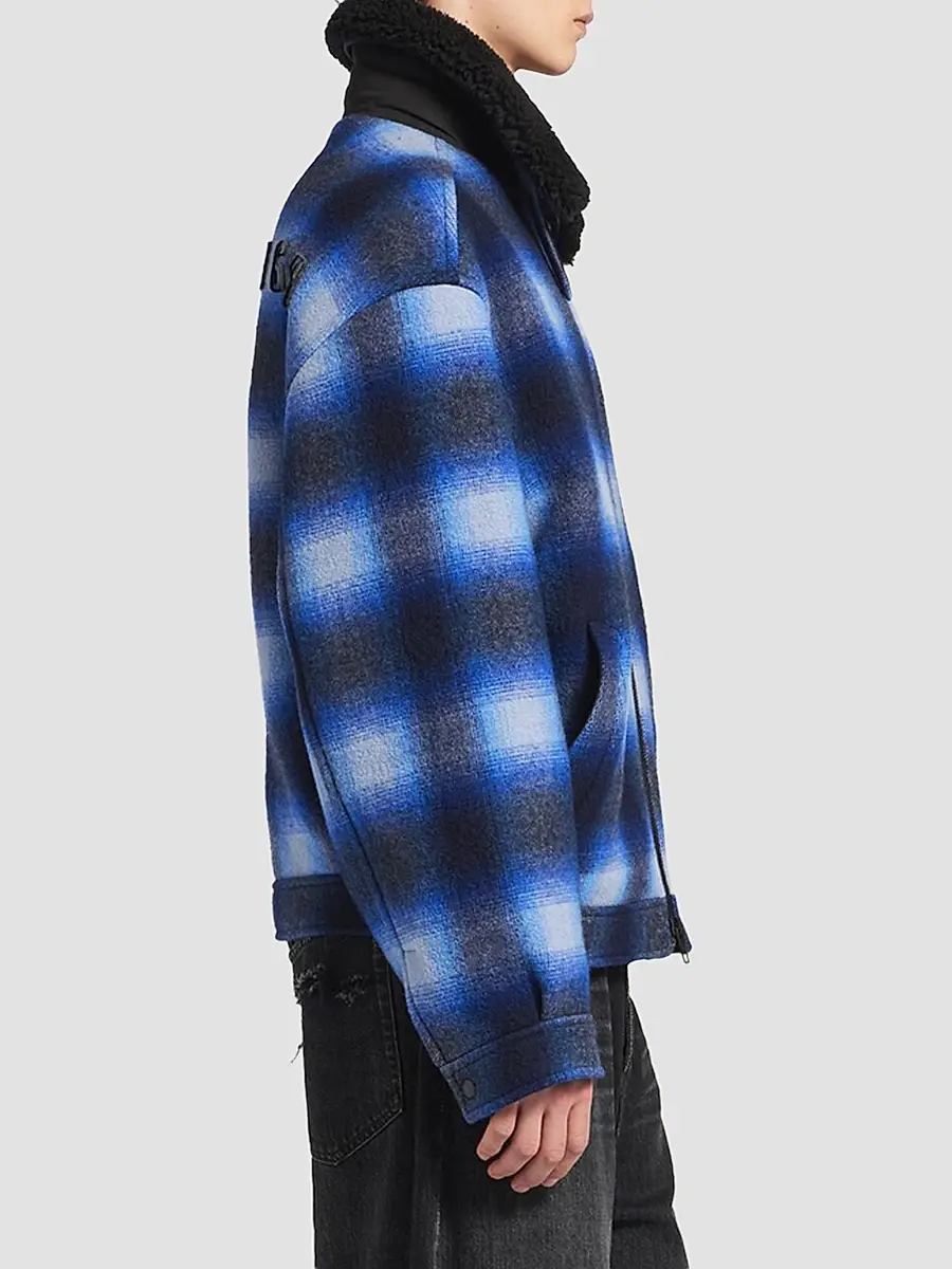 Balenciaga Men's Flannel Bomber Jacket | Thumbnail 3