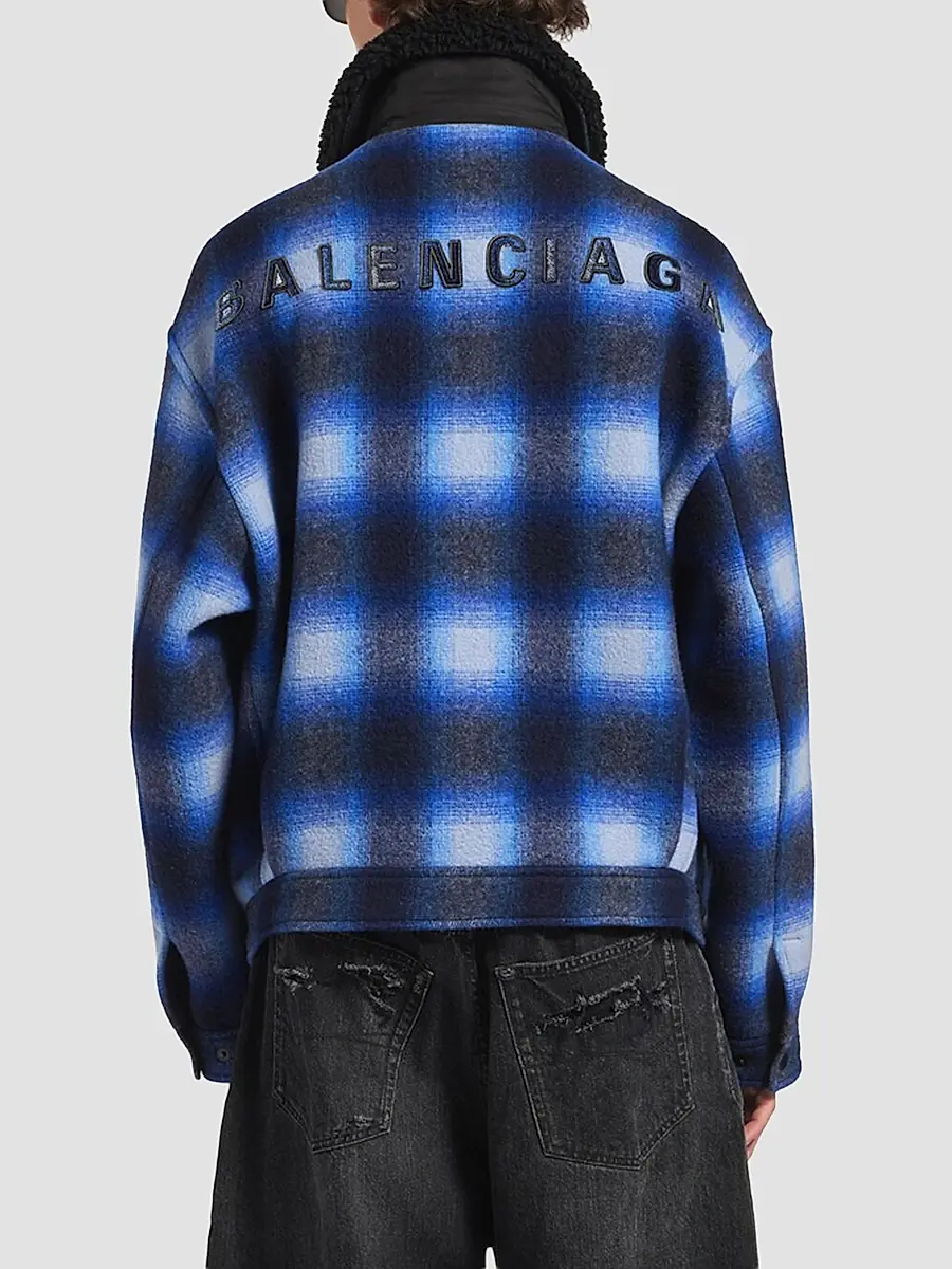 Balenciaga Men's Flannel Bomber Jacket | Thumbnail 4