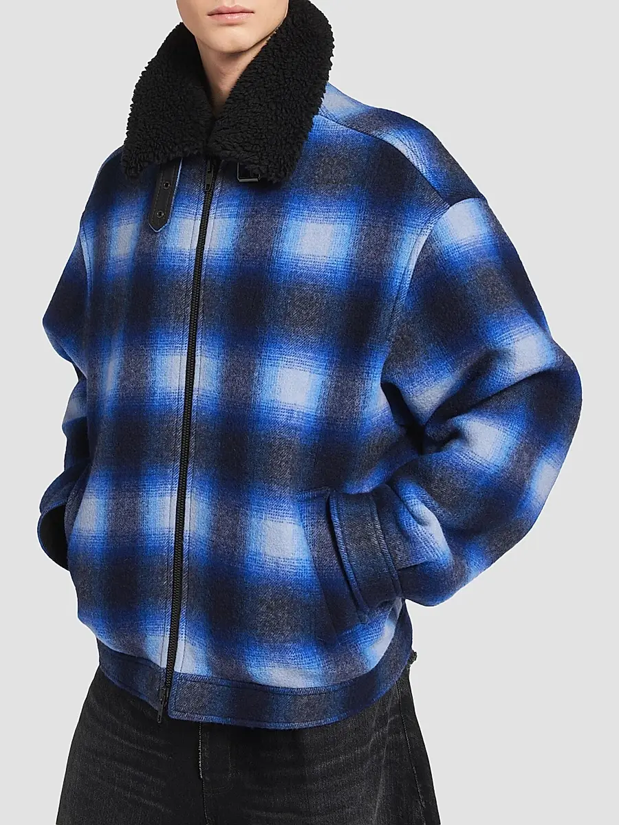 Balenciaga Men's Flannel Bomber Jacket | Thumbnail 5